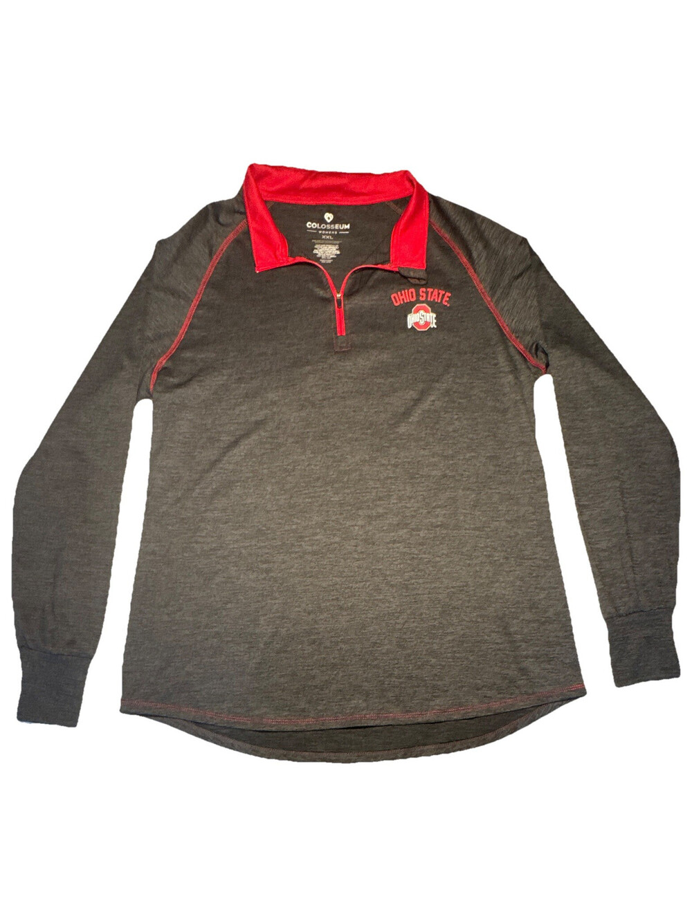 Colosseum Ohio State Buckeyes Womens XXL Gray/Red 1/4 Zip Pullover Shirt